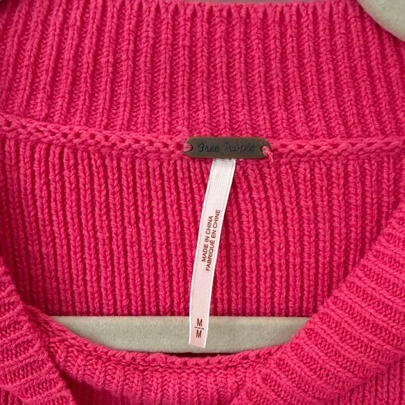 Free People Hot Pink Cropped Crew Neck Sweater - Picture 6 of 6